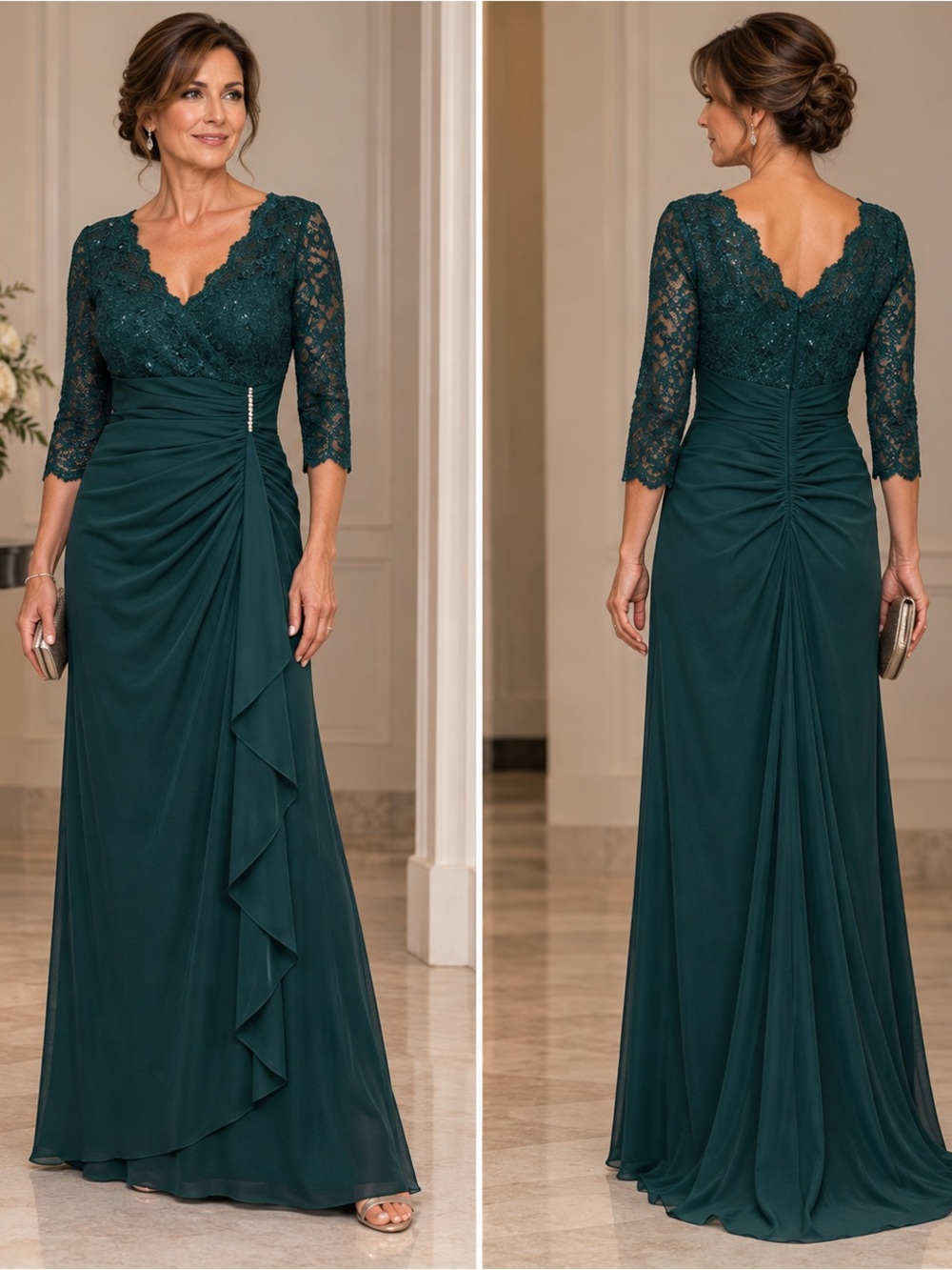 Betsy & Adam Emerald Green Mother of the Bride Gown Size 8 NWOT